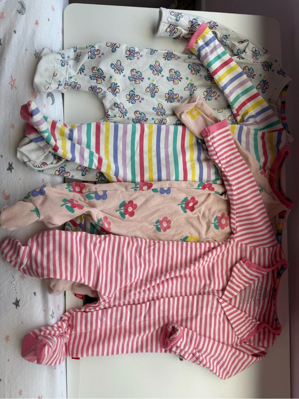 4-Pack Baby Girls Magnetic Me cloudstretch Footie bundle